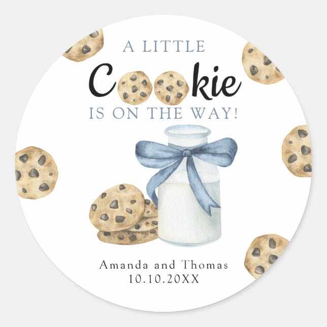 A Little Cookie is on the way Baby shower Classic Round Sticker (Front)