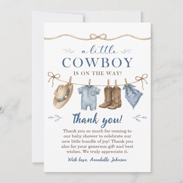 A Little Cowboy Baby Shower Boy Invitation (Front)