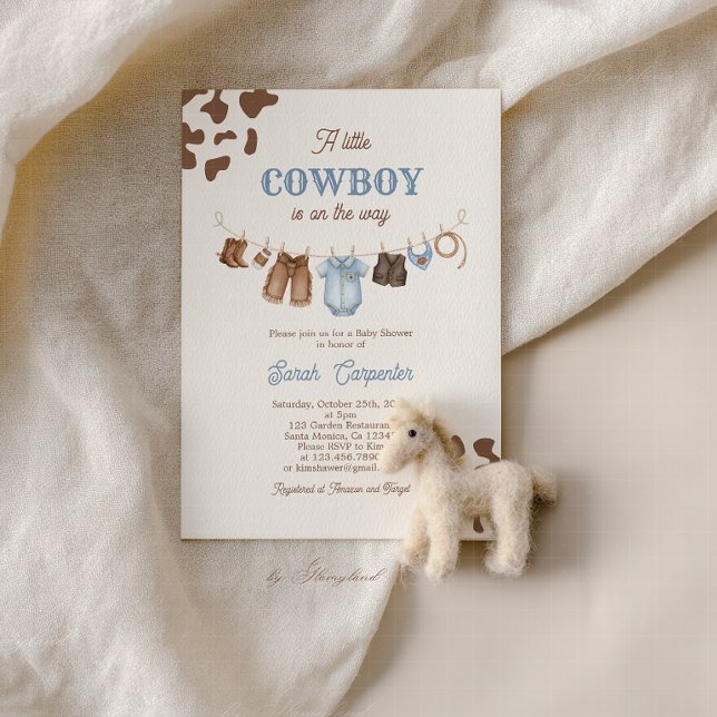 A Little Cowboy Baby Shower Boy Invitation (Creator Uploaded)