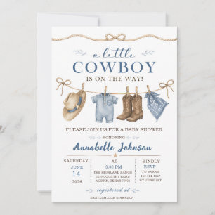 A Little Cowboy Baby Shower Boy Invitation
