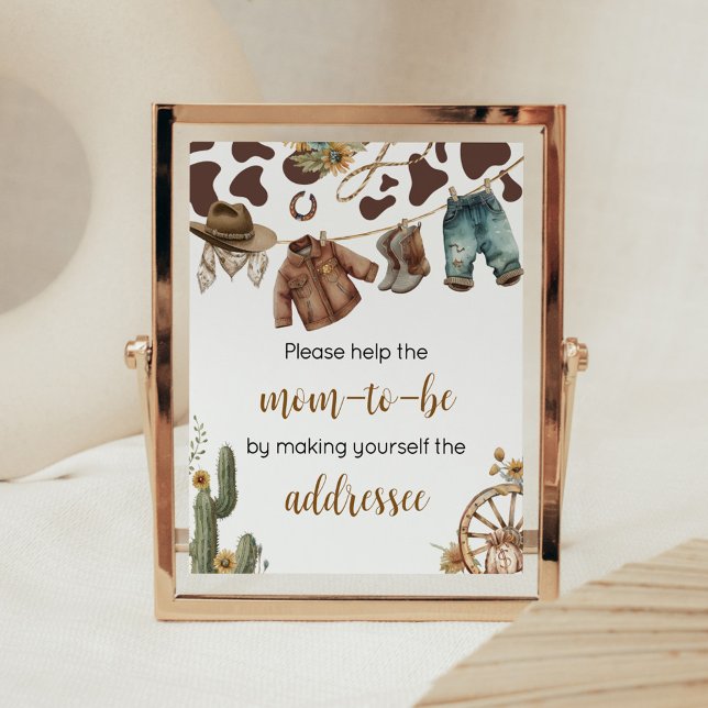A Little Cowboy Baby Shower Envelope Station Poster (A Little Cowboy Baby Shower Envelope Station Sign)