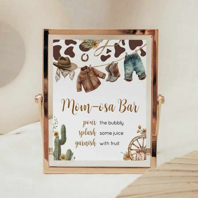A Little Cowboy Baby Shower Mum Osa Bar Poster (A Little Cowboy Baby Shower Mom-osa Bar Sign)