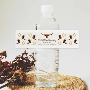 A Little Cowboy Baby Shower Water Bottle Label