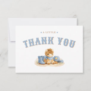 A Little Cowboy Blue Baby Boy Shower Thank You Card