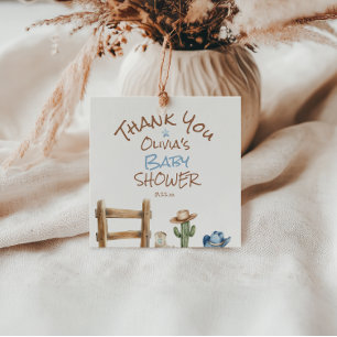 A little Cowboy Blue Brown West Baby Boy Shower Favour Tags