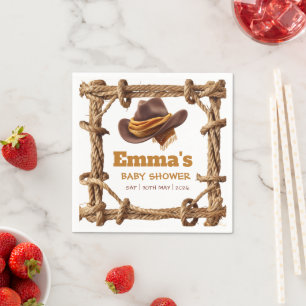 A Little Cowboy Boots and Rope Western Baby Shower Napkin