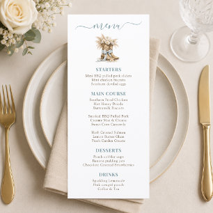 A Little Cowboy Boots Elegant Baby Boy Shower Menu