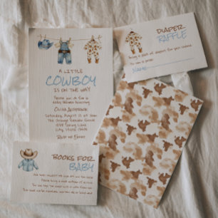 A Little Cowboy Clothesline Blue West Baby Shower  Invitation