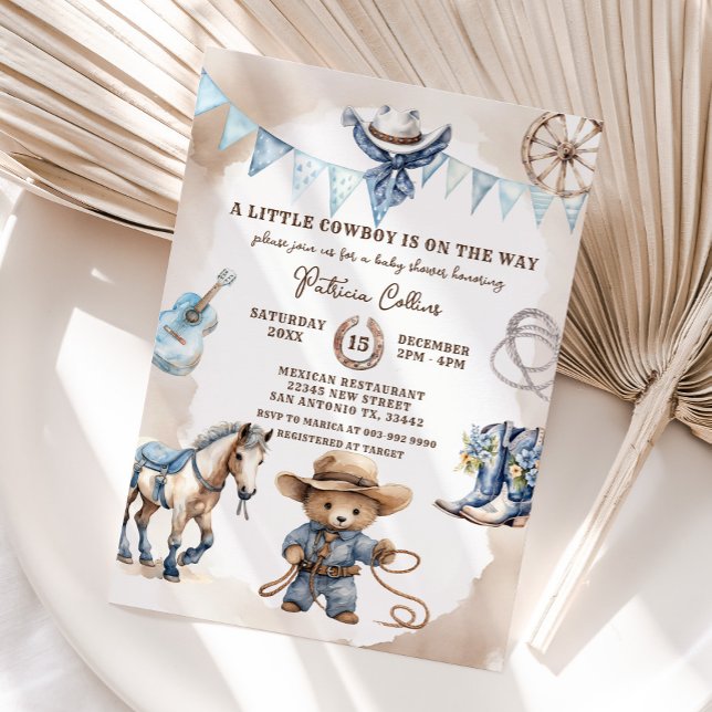 A Little Cowboy Country Wild Western Baby Shower Invitation (Creator Uploaded)