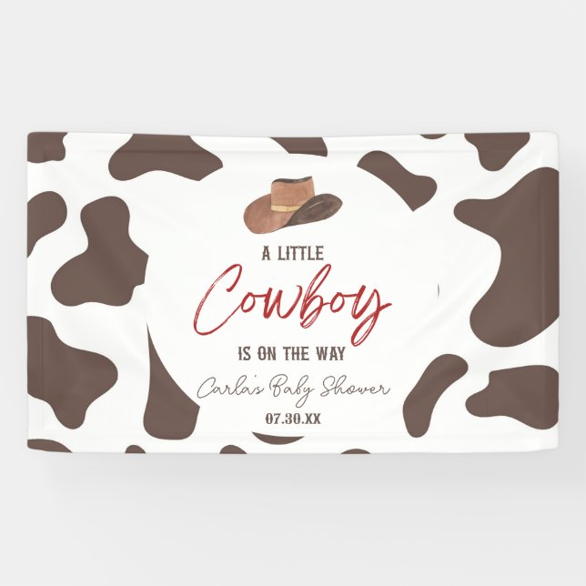 A Little Cowboy Cow Boy Rodeo Western Baby Shower Banner (Horizontal)