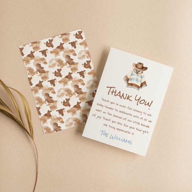 A Little Cowboy Desert Brown  Baby Shower Thank You Card (Creator Uploaded)