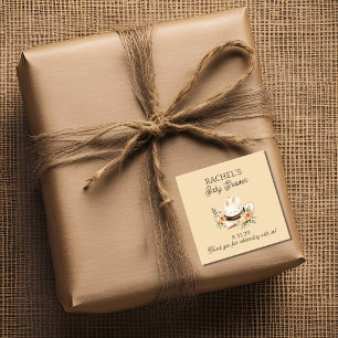 A Little Cowboy is on his Way Western Baby Shower  Square Sticker