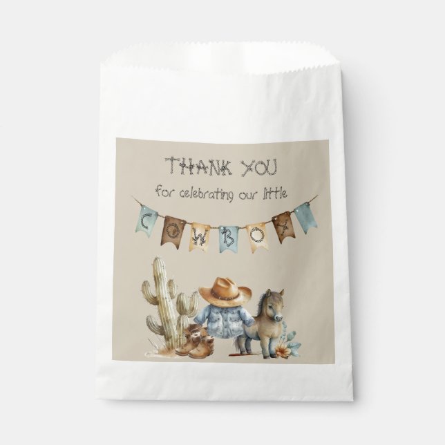 A Little Cowboy is on the Way Baby Shower Favour Favour Bags (Front)