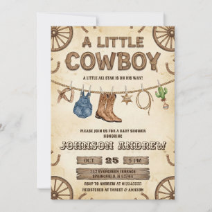 A Little Cowboy is on the Way Baby Shower  Invitation