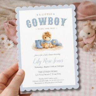 A Little Cowboy Is On The Way Baby Shower  Invitation