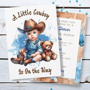 A Little Cowboy is on the Way   Baby Shower Invitation