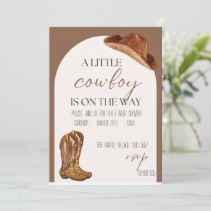 A little cowboy is on the way baby shower invites 