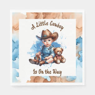 A Little Cowboy is on the Way   Baby Shower Napkin