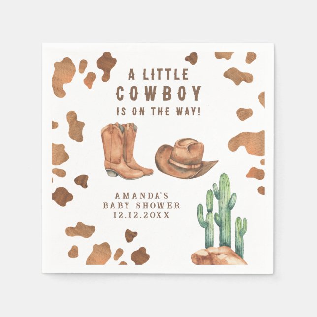 A Little Cowboy is on the way Baby Shower  Napkin (Front)