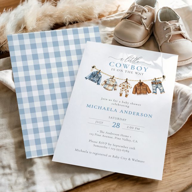 A Little Cowboy Is On The Way Boy Baby Shower Invitation (Creator Uploaded)