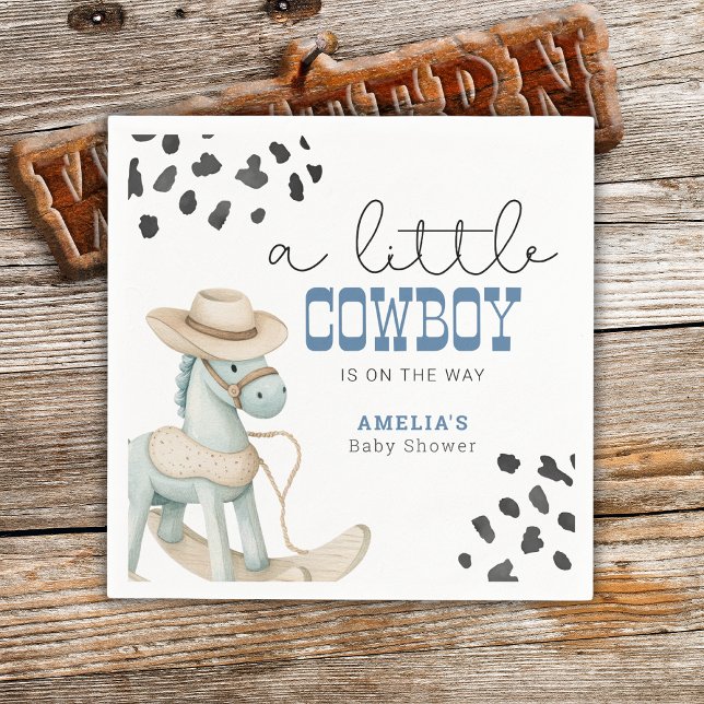 A Little Cowboy Is On The Way Boy Baby Shower Napkin (Creator Uploaded)