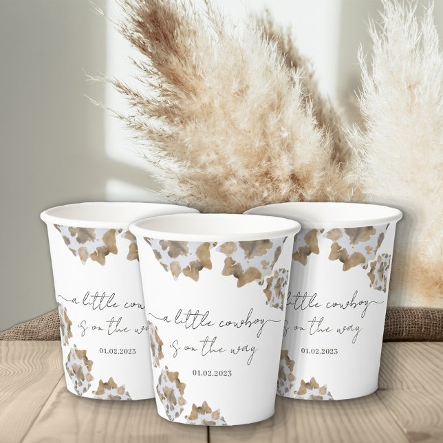 A Little Cowboy is on the Way Paper Cups (cowboy paper cups)