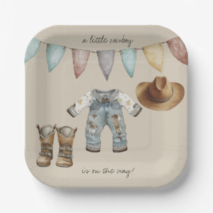 A Little Cowboy is on the Way Paper Plate