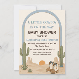 A Little Cowboy Is On The Way Western Baby Shower Invitation