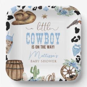 A Little Cowboy Is On The Way Wild Western Paper Plate
