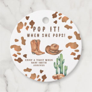 A Little Cowboy POP IT! Baby Shower Favour Tags