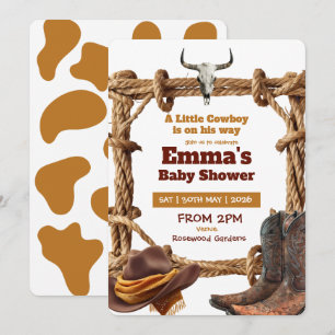 A Little Cowboy Rope and Boots Western Baby Shower Invitation