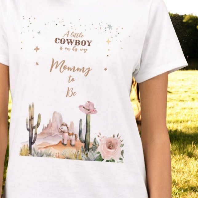 A Little Cowboy Rustic Wild West Boy Mummy to be T-Shirt (Creator Uploaded)