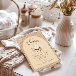 A Little Cowboy Western Baby Boy Baby Shower  Invitation