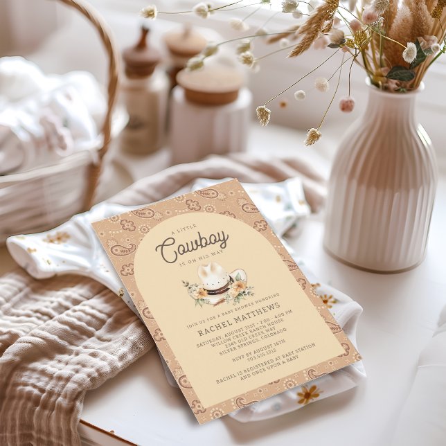 A Little Cowboy Western Baby Boy Baby Shower  Invitation (Creator Uploaded)