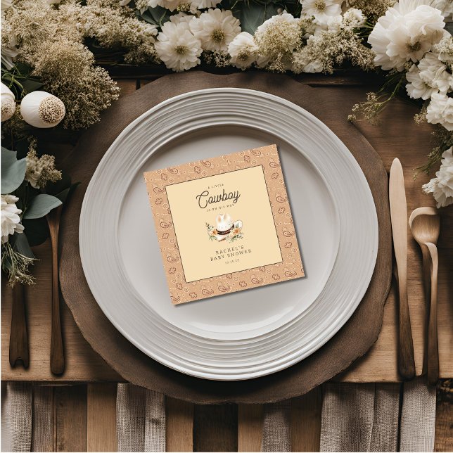 A Little Cowboy Western Baby Boy Baby Shower  Napkin (Creator Uploaded)