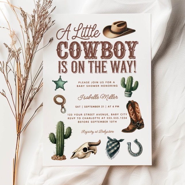 A Little Cowboy Western Boy Baby Shower Invitation (Creator Uploaded)