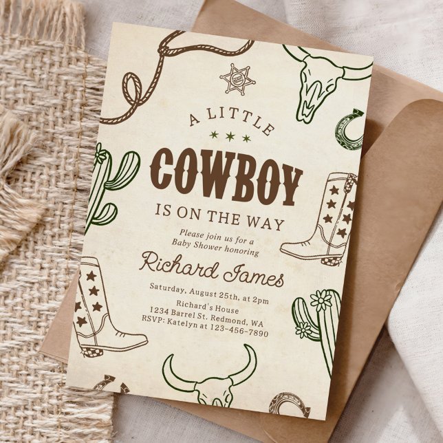 A Little Cowboy Western Boy Baby Shower Invitation (Creator Uploaded)