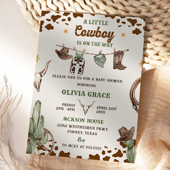 A Little Cowboy Western Boy Baby Shower Party Invitation (Creator Uploaded)