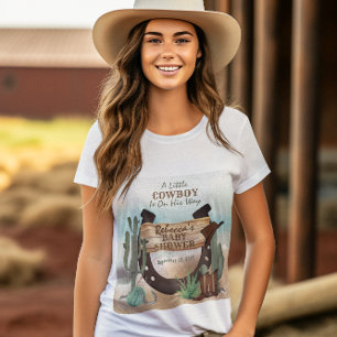 A Little Cowboy Western Boy Baby Shower Tri-Blend Shirt