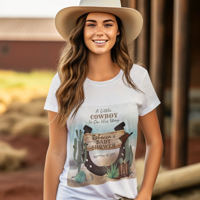 A Little Cowboy Western Boy Baby Shower Tri-Blend Shirt (Rustic Western Boy Baby Shower T-Shirt -- "A Little Cowboy Is On His Way" Collection)