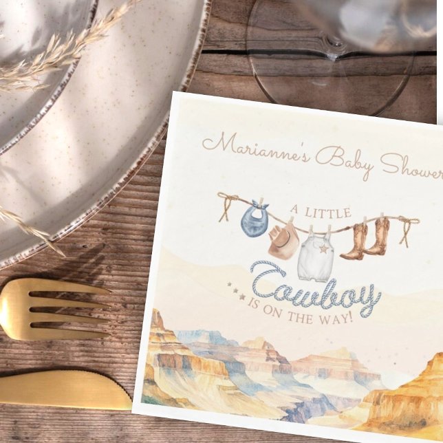 A Little Cowboy Western Canyon Baby Shower  Napkin (Creator Uploaded)