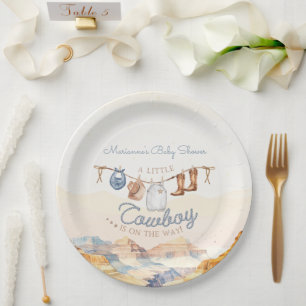 A Little Cowboy Western Canyon Baby Shower Paper Plate