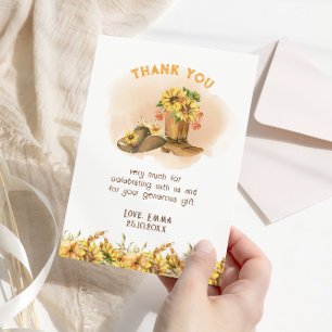 A Little Cowboy Western Neutral Baby Shower Thank You Card