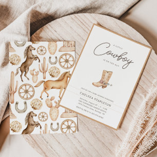 A Little Cowboy Western Rodeo Baby Shower Invitation