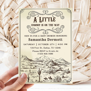 A Little Cowboy Western Rodeo Baby Shower Invitation