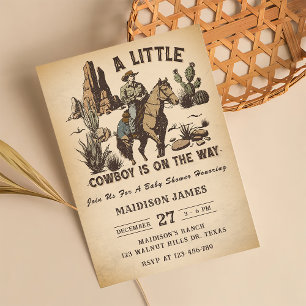A Little Cowboy Western Rodeo Baby Shower Invitation
