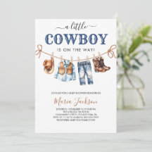 A Little Cowboy Wild West Blue boy Baby Shower