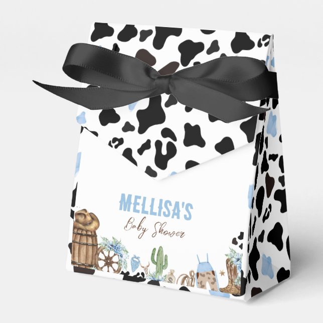 A Little Cowboy Wild West Western Boy Baby Shower Favour Box (Front Side)