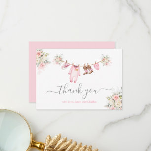 A little Cowgirl Baby Shower Pink Thank You Card