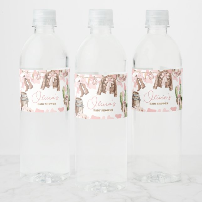 A Little Cowgirl Baby Shower Water Bottle Label (Bottles)